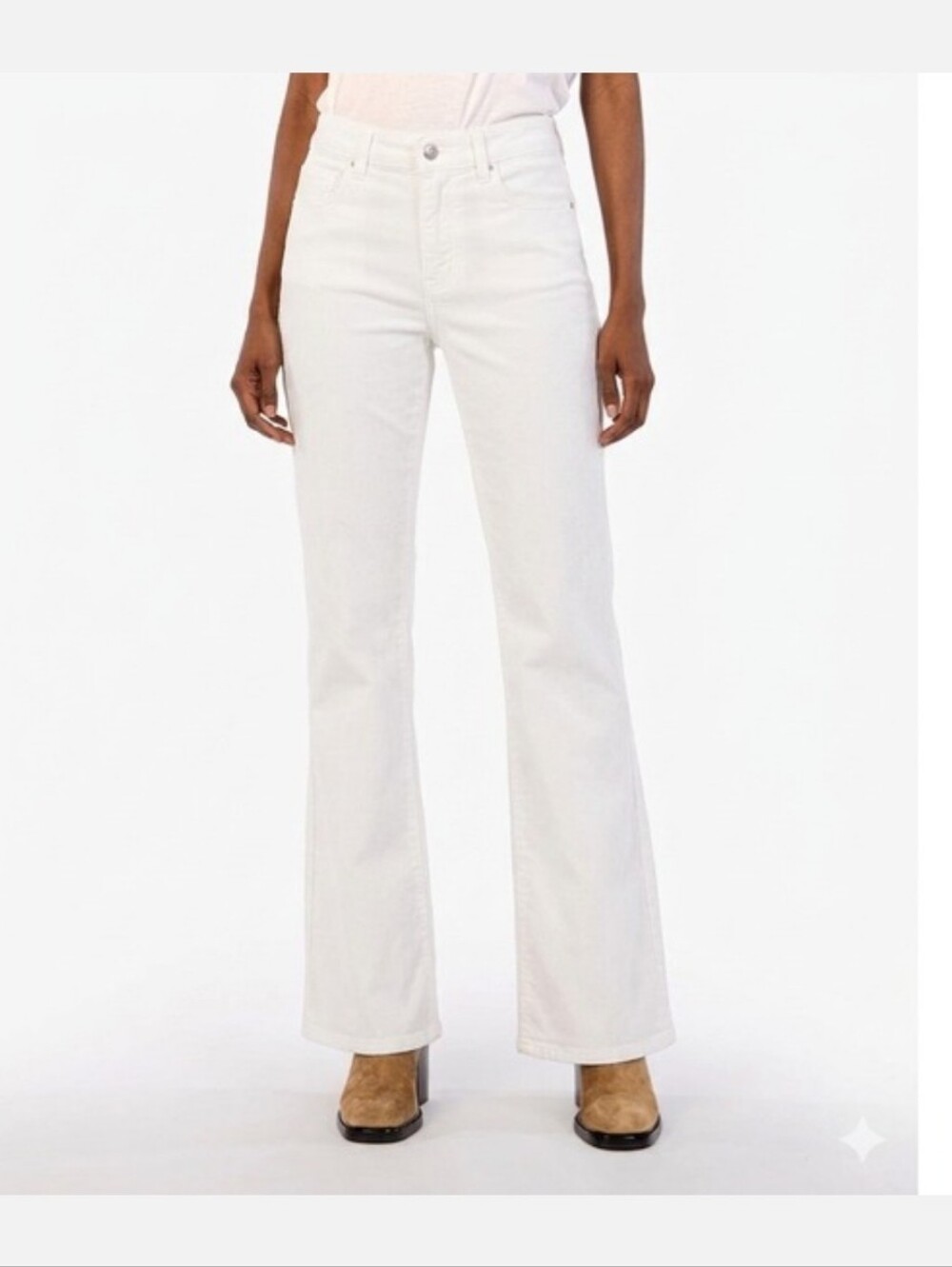 Kut from the Kloth White High-Rise Corduroy Flare Jeans